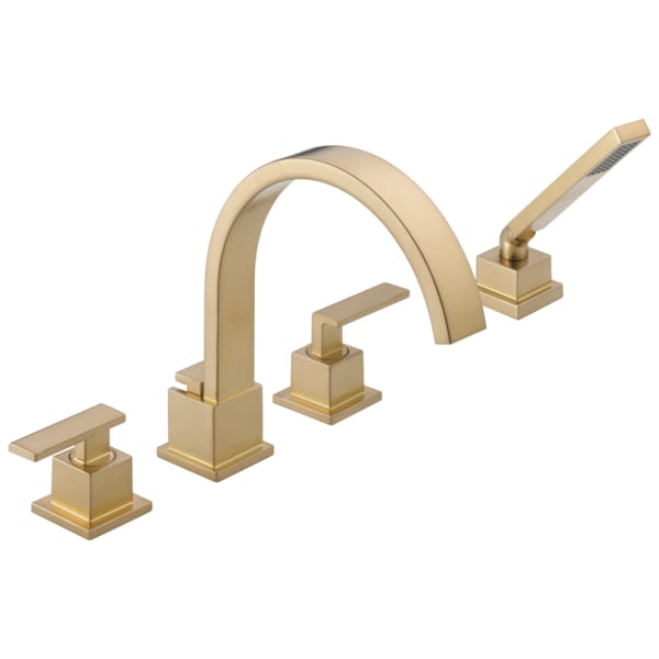 Delta 4-hole 8-16" installation Hole Deck-Mount with Diverter Tub Filler Faucet, Champagne Bronze T4753-CZ - main